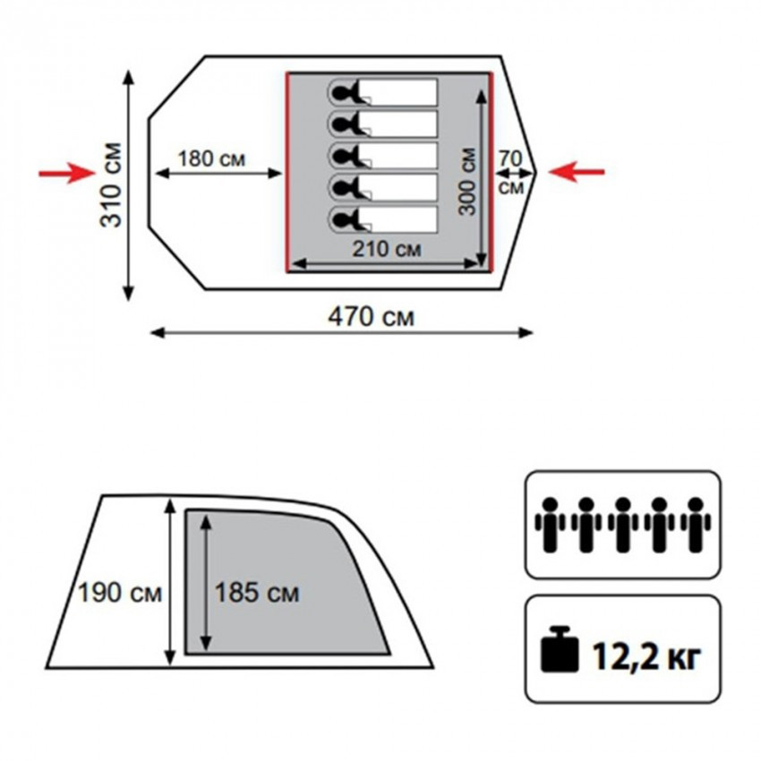 Палатка Baltic Wave 5 v2, Tramp, цвет зеленый