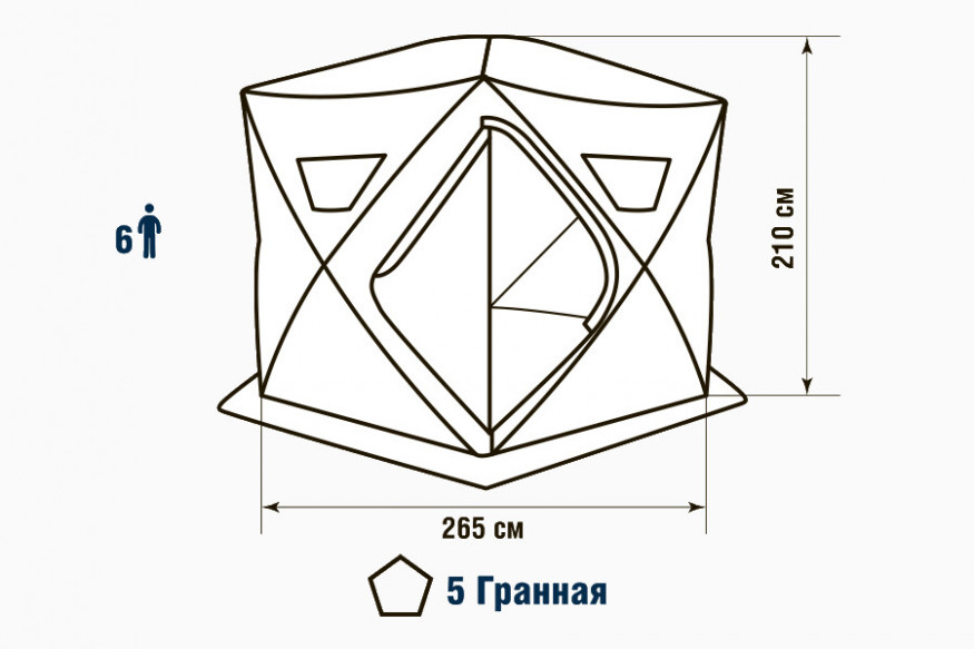 Палатка зимняя Higashi Penta Hot DC (трехслойная, два слоя утеплителя, пятистенная)