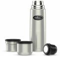 Термос Биосталь с узкой горловиной и пробкой с кнопкой, 2 чашки, 0,75 л